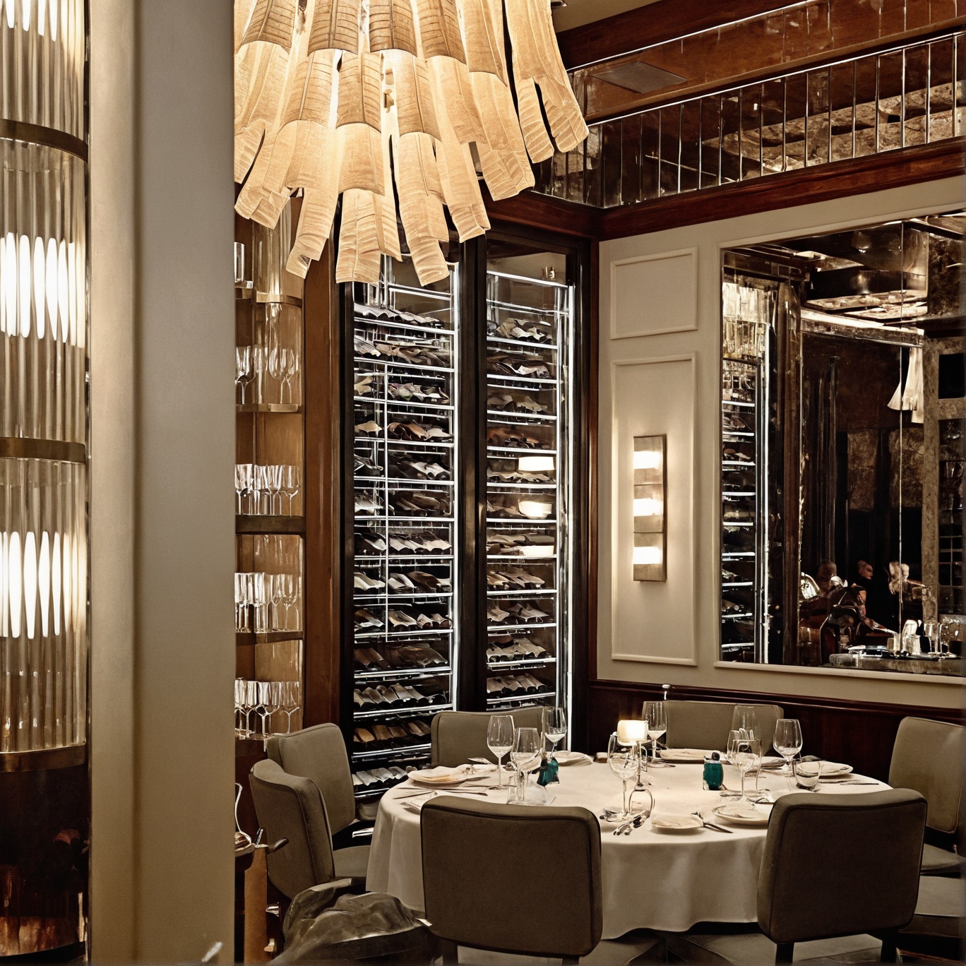 Freistehender Weinklimaschrank mit Glasfront in einer Hotel-Lounge