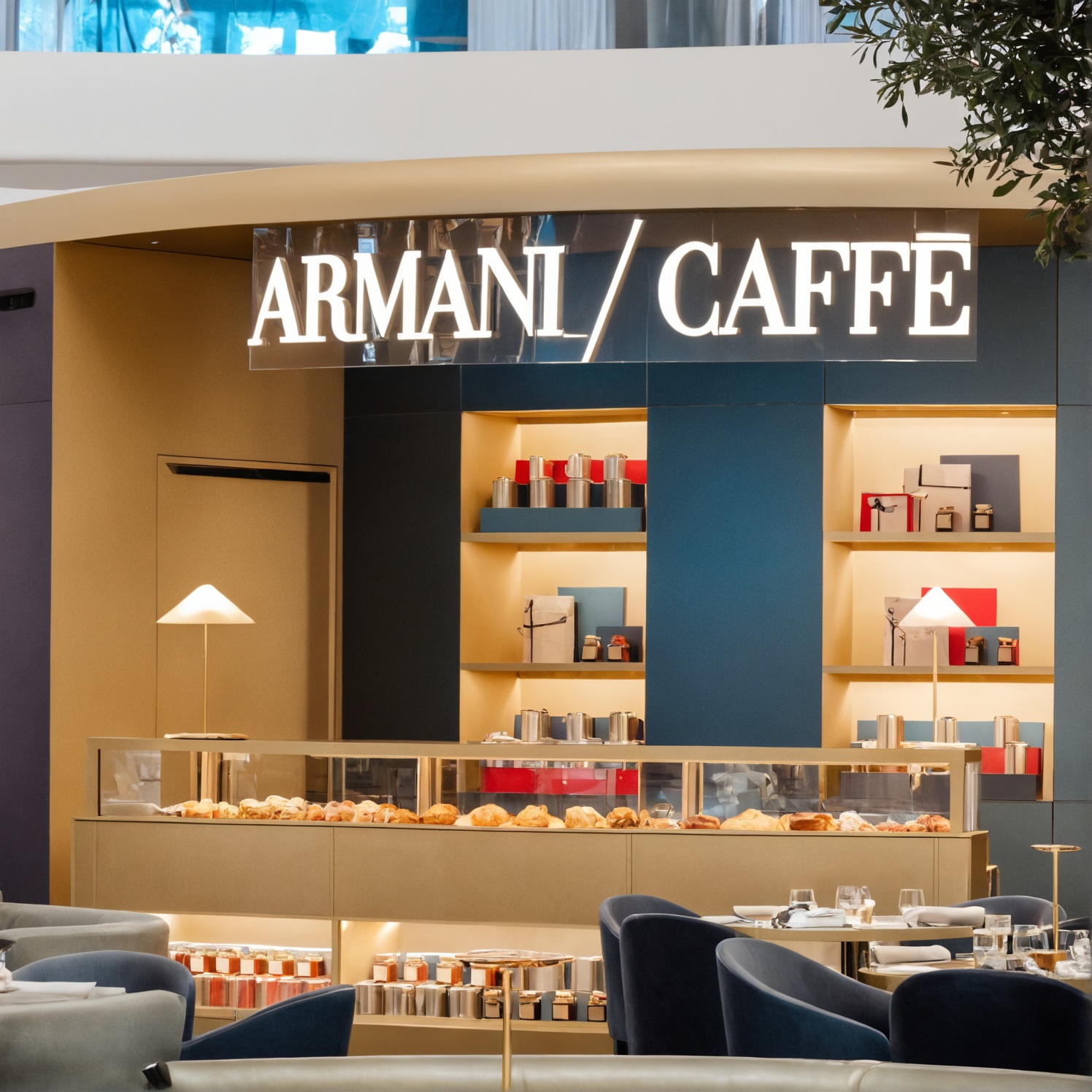 Maßgefertigte Verkaufstheke mit integrierter Kühlung in einem Café-Konzept